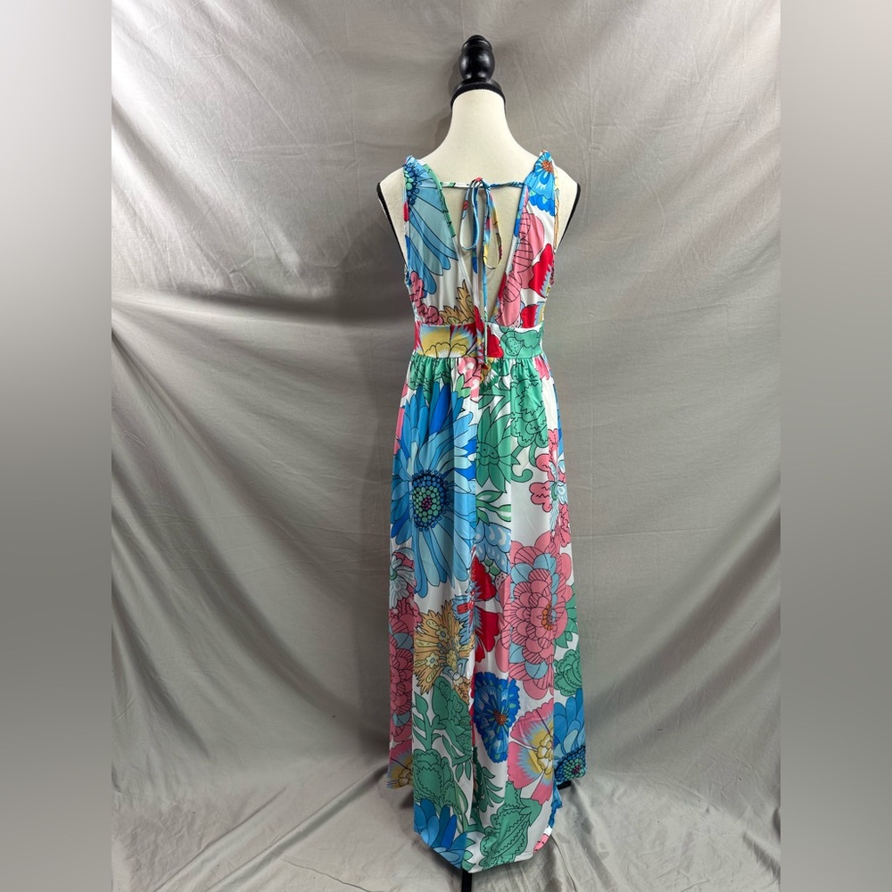 Boho V-Neck Long A-Line Floral Dress Multicolour - Picture 9 of 9
